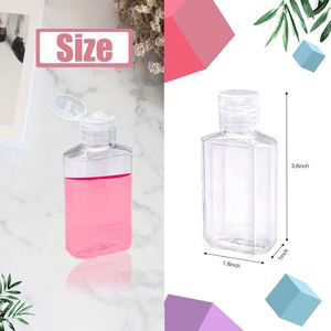 2oz 60ml Empty Transparent PET Plastic Travel <b>Bottles</b>, Portable Refillable Containers <b>with</b> <b>Flip</b> <b>Top</b> Caps - Product Image 2