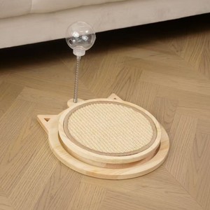 แผ่นข่วนเล็บแมวไม้รูปวงรี ทนทาน สำหรับลูกแมว พร้อมของเล่นลูกบอล - Product Image 2