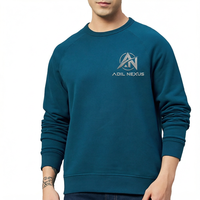 Sweat-shirt à col rond pour homme, couleur unie, manches raglan, coupe classique, tricot en coton, vêtement décontracté pour l'automne