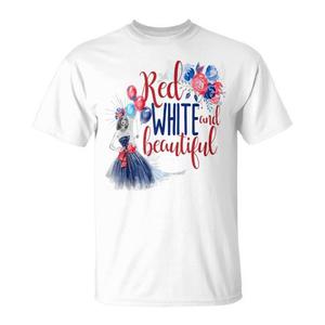 Camiseta patriótica roja, blanca y hermosa para mujer, celebración del 4 de julio - Product Image 1