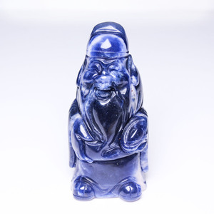 รูปปั้นหินโซดาไลต์เทพฮุ่ยอิง ฟู่ลู่ ชู ความสุข โชคลาภ และอายุยืน - Product Image 3