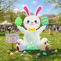 Décorations gonflables de Pâques, lapin coloré en forme d'œuf avec LED, lapin gonflable tenant des œufs pour décorations extérieures
