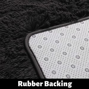 <span class=keywords><strong>Tappeto</strong></span> <span class=keywords><strong>Rotondo</strong></span> Moderno Nero Trapuntato a Pelo Lungo 5'X5' per Camere di Bambini e Adolescenti - Product Image 4