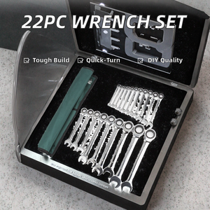 Juego de llaves de trinquete de caja de 22 piezas, métricas de 6-32 mm, con soporte OEM, herramientas manuales para reparación de automóviles MC-062, llave de grado DIY - Product Image 2