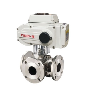 Vannes à boisseau sphérique motorisées 4-20 mA en acier inoxydable 1 pouce 3 voies à brides - Product Image 1