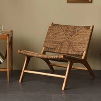 Chaise de loisirs d'extérieur moderne en bois massif avec tressage en rotin, écologique et durable, pour la maison, le bureau et l'hôtel