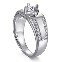 Bagues de fiançailles classiques pour hommes en argent sterling 925 plaqué rhodium avec zircone cubique taillée, design unique, vente en gros, serties à griffes, cadeau idéal pour les fêtes