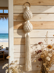 Tapiz de macramé <span class=keywords><strong>mexicano</strong></span> con flecos individuales y diseño de cuadrícula, artículos decorativos para colgar en la pared, para un hogar acogedor - Product Image 5