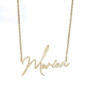 Collar con Colgante de Nombre Personalizado Chapado en Oro al por Mayor, con Circonita Cúbica y Engaste Pavé de Diamantes, para Uso Diario de Mujer - Product Image 2