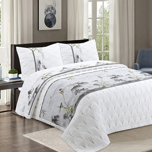 Juego de edredón de retazos estampado de 3 piezas de algodón prelavado de estilo hotelero diseño de edredón - Product Image 1