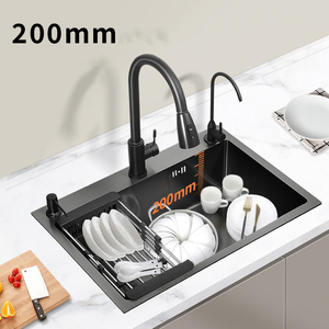 Fregaderos de Cocina de Acero Inoxidable Negro de Alta Calidad con Función de Cascada, para Instalar Bajo <span class=keywords><strong>Encimera</strong></span>, Venta al Por Mayor - Product Image 5