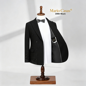 Abito da uomo fatto a mano con perline e strass, <span class=keywords><strong>taglie</strong></span> forti, 2 pezzi, stile italiano, giacca monopetto e pantaloni, smoking scintillante con paillettes per matrimonio - Product Image 2