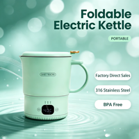 Bouilloire électrique de voyage grande capacité 800 ml, bouilloire électrique portable d'extérieur, bouilloire pliable en acier inoxydable 316