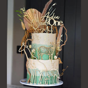 อินอินวินด์ไลน์สัตว์เค้กตกแต่งด้วยปลั๊กอินเค้กยีราฟช้างไม้ - Product Image 2