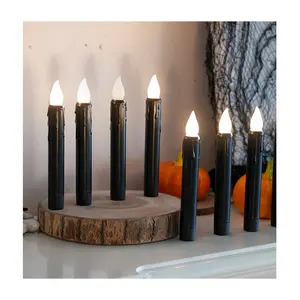 Flameless Taper Candles Battery Operated Black LED Candles Durable High Quality For Wedding Decoration