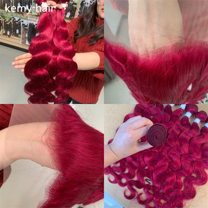 Venta al por mayor de pelo virgen brasileño natural con cutícula alineada, Pelo Rizado Borgoña tejido corporal, mechones de cabello <span class=keywords><strong>humano</strong></span> - Product Image 6