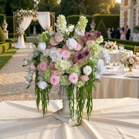 Arrangement floral de luxe pour mariage, fleurs artificielles en soie, hydrangea vert rose, dahlia, centre de table pour la décoration d'événements et de fêtes