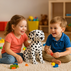 Morbido Peluche di Cane Dalmata, Animale di Peluche Maculato Bianco e Nero, Regalo Coccoloso per Compleanni dei Bambini e Decorazione per la Cameretta - Product Image 3