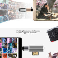 Adaptor Kabel USB-C Female ke USB-A Male, USB 3.0 Tipe-C USB-A OTG Data, Konverter Pengisian Cepat dari Aluminium Alloy untuk Kamera dan Komputer