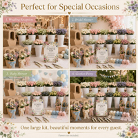 Kit de bar à fleurs : seaux, fournitures florales, panneaux en bois, seaux en fer, sacs cadeaux, ciseaux, rubans colorés pour mariages, célébrations et fêtes
