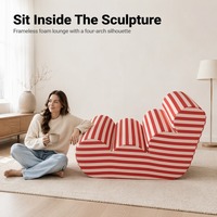 Canapé lounge nuage rayé, fauteuil d'appoint moderne en mousse, housse amovible et lavable, expédition sous vide, mobilier OEM/ODM