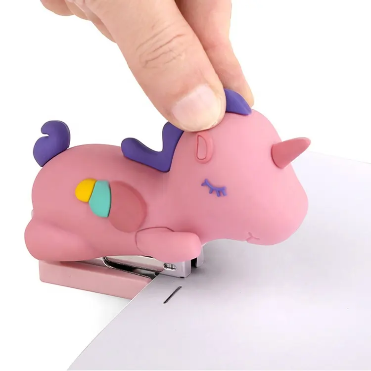 Custom creative school students promotional stationery gifts 3d animal horse cartoon funny stapler custom creative bank gift