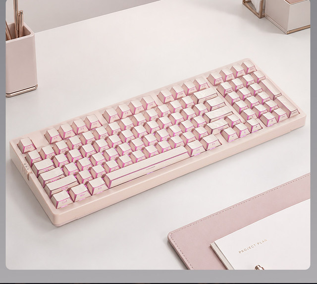 Zornher ZH980 Cloud Feather Pastel Pink Mechanical Keyboard RGB Backlit Hot-Swappable Gasket Mount Tri-mode Keyboard for