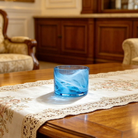 Produit phare : Verre soufflé à la main motif nuage blanc tourbillonnant pour la fabrication de bougies de soja DIY, décoration de table et cadeau. Coupe à bougie motif nuage blanc tourbillonnant.