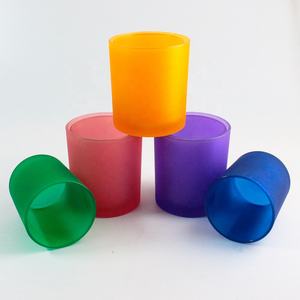 Emoty-frascos de vidrio para velas, recipientes reciclados con cilindro esmerilado de color rosa oscuro - Product Image 5