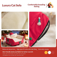 Canapé-lit pour animaux de compagnie de Noël, détachable, lavable, en velours chaud, coussin pour animaux de compagnie pour les fêtes de Noël, pour chats et chiens de petite et moyenne taille