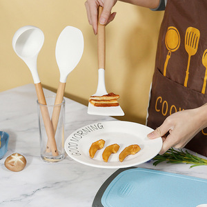 YH Silicone Spatula Soup Spoon Set 44-Piece Utensils Non-Stick Sustainable Wood Handle Handwash Care <b>Kitchen</b> <b>Accessories</b> - Product Image 3