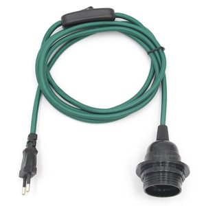 Base de bombilla roscada <span class=keywords><strong>E14</strong></span>, soporte de lámpara para juegos de luces colgantes, cable textil Vintage con interruptor de enchufe de la UE - Product Image 5