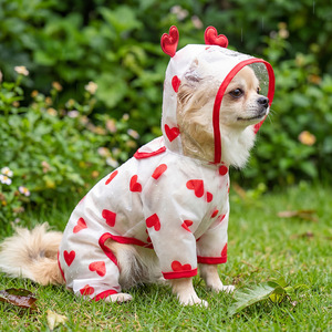 Imperméable pour animaux de compagnie à quatre pattes, transparent, imperméable, en forme de cœur, avec capuche, pour petits chiens et chats - Product Image 5