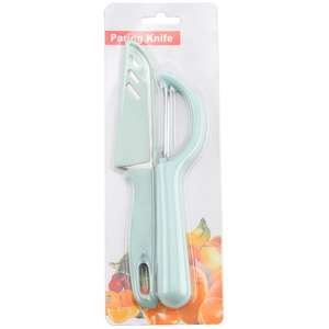 Ensemble de 2 couteaux à fruits et éplucheurs, manche en PP, lame en acier inoxydable, emballage sous blister pour supermarché - Product Image 3
