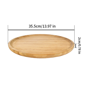 Plateau de service rond en bambou <span class=keywords><strong>avec</strong></span> rebord surélevé, grand plateau circulaire en bois pour le petit-déjeuner, le café, les boissons, l'organisation, nouveauté - Product Image 3
