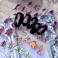 Nouvel Arrivage Autocollants 5D Halloween Brillants Effet Œil de Chat Noir Cœur Araignée Décorations pour Ongles Faciles à Appliquer Motifs Mixtes