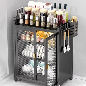 Giá để đồ nhà bếp bằng thép không gỉ, 3 tầng, dung tích lớn, chống bụi, có cửa - Product Image 5