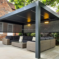 Kit de pergola bioclimatique extérieure en aluminium avec toit à lamelles, éclairage LED, taille personnalisée ou kits prêts à être expédiés