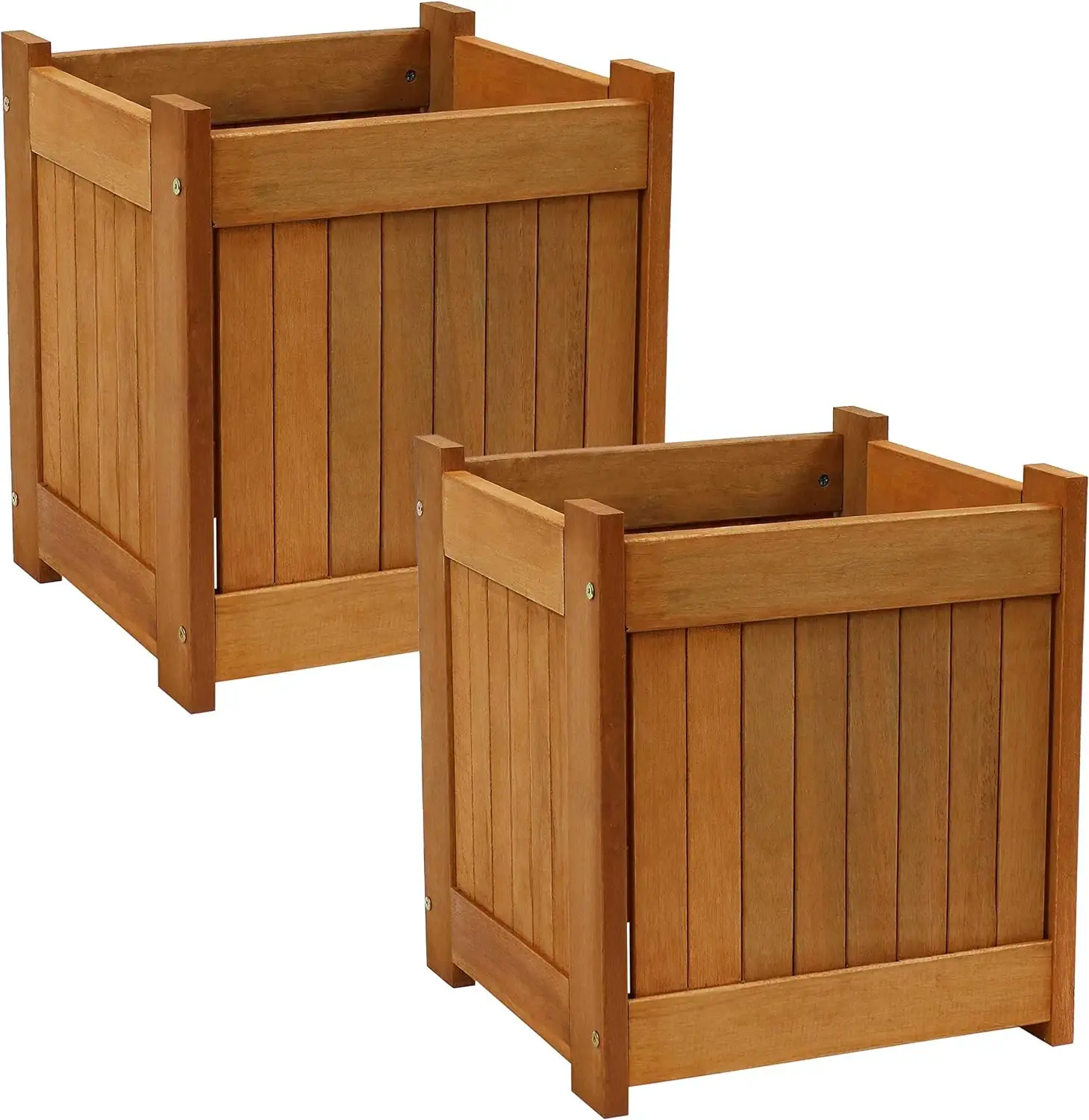 Wooden square planter box -2 piece set is perfect for growing your favorite plants, whether morning glory or other green plants