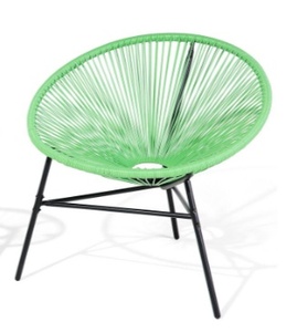 Chaise en rotin PE moderne avec corde en osier et acier Acapulco Mobilier de jardin d'extérieur pour le salon, la salle à manger et l'appartement Matériau métallique - Product Image 3