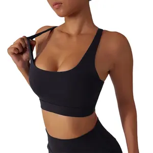 Wholesale custom quality sports bra supplier comfortable sustainable eco friendly fitness quick dry racer back women sports bra