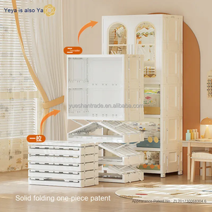 만화 더블 도어 접이식 옷장 없음 설치 성인 보관 캐비닛 교수형 옷 주최자 2 아기 옷 주최자 - Product Image 3