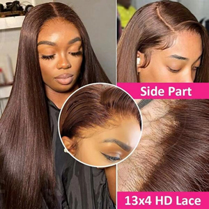 32 Inch Chocolate Brown 13x4 HD Bone Straight <strong>Lace</strong> <strong>Front</strong> <strong>Wigs</strong> <strong>Human</strong> <strong>Hair</strong> 13x4 Brazilian Transparent <strong>Lace</strong> Frontal <strong>Wigs</strong> for Women - Product Image 4
