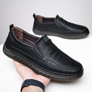 Chaussures en cuir de style business pour homme, couleur gris, à enfiler, respirantes, légères, pour toutes les saisons, chaussures de marche quotidiennes - Product Image 4