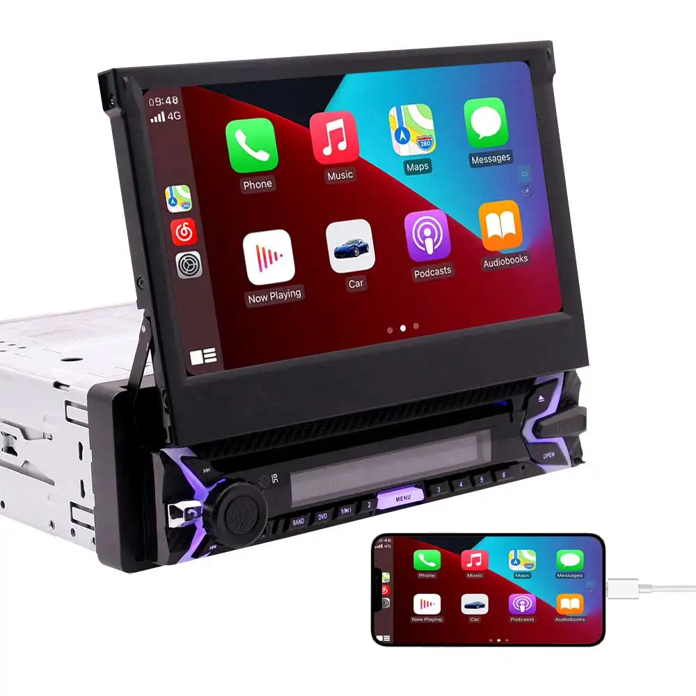 Autoradio Android 10.0 Q, 7 ", lecteur DVD, stéréo, FM/AM, mirrorlink, 4G, caméra, USB, Navigation GPS, 1 Din, pour voiture