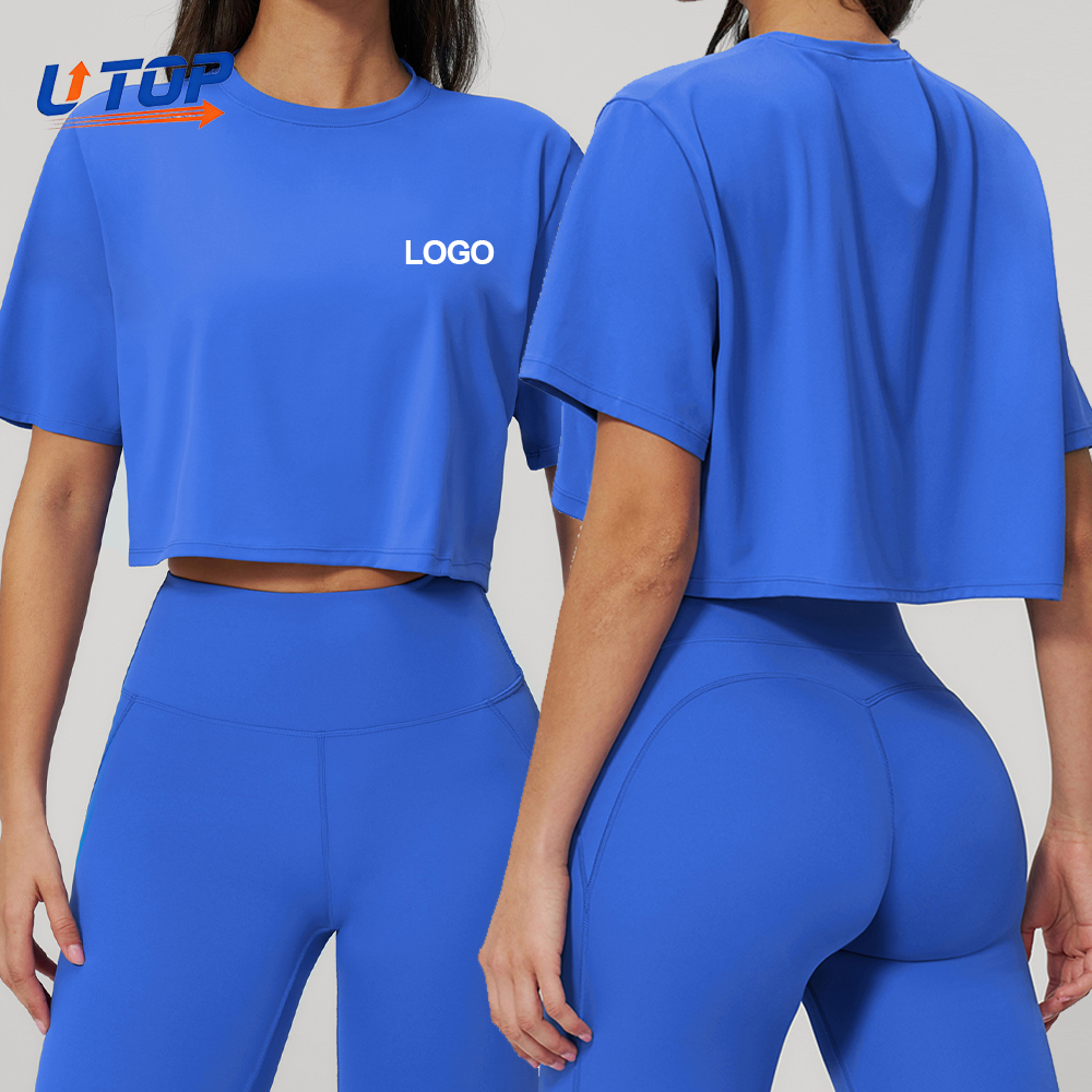 Quick-Drying Women's Yoga Top with Custom Logo Breathable Fitness T-Shirt for Casual Sports Running Loose Fit Short Sleeved