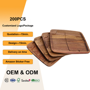 Tabla de Cortar de Madera Reversible, Tabla Grande para Cortar Carne con Ranuras para Jugo, Tabla Profesional para Chef, Tabla para Bistec y Pavo - Product Image 1