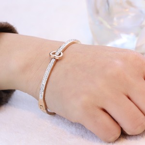 Bracelet en forme de cœur avec diamants pour femme, en acier inoxydable, ouvrable, bijou cadeau pour la Saint-Valentin, argent, or, or rose, 50 mm - Product Image 4