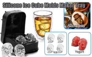 Moule à glaçons 3D en forme de crâne avec couvercle, grand moule à glaçons en silicone en forme de crâne pour whisky et cocktails, sans BPA, facile à démouler, pour fêtes - Product Image 3