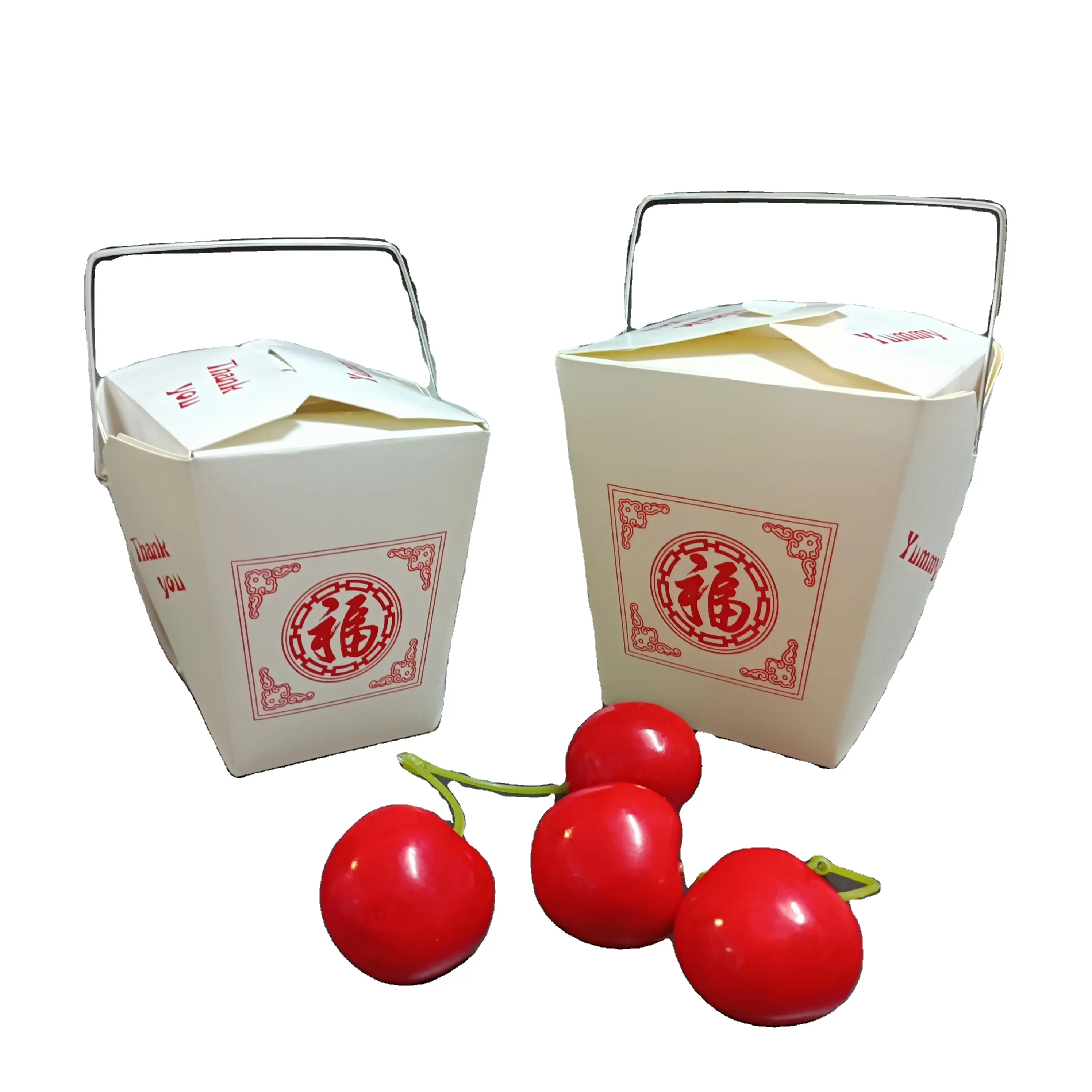 SP1597 macarrão caixa com metal alça takeway papel chinês alimentos embalagens greaseproof recipiente personalizado logotipo